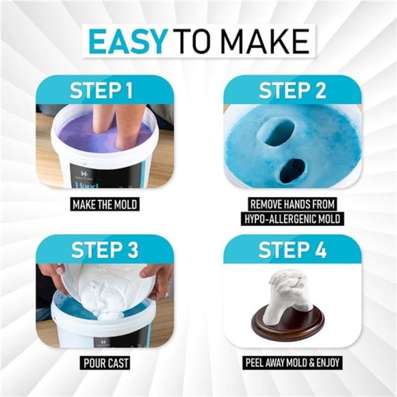 Hand Casting Kit for Couples or Family | Mounting Plaque Included | DIY Plaster - Picture 5 of 6